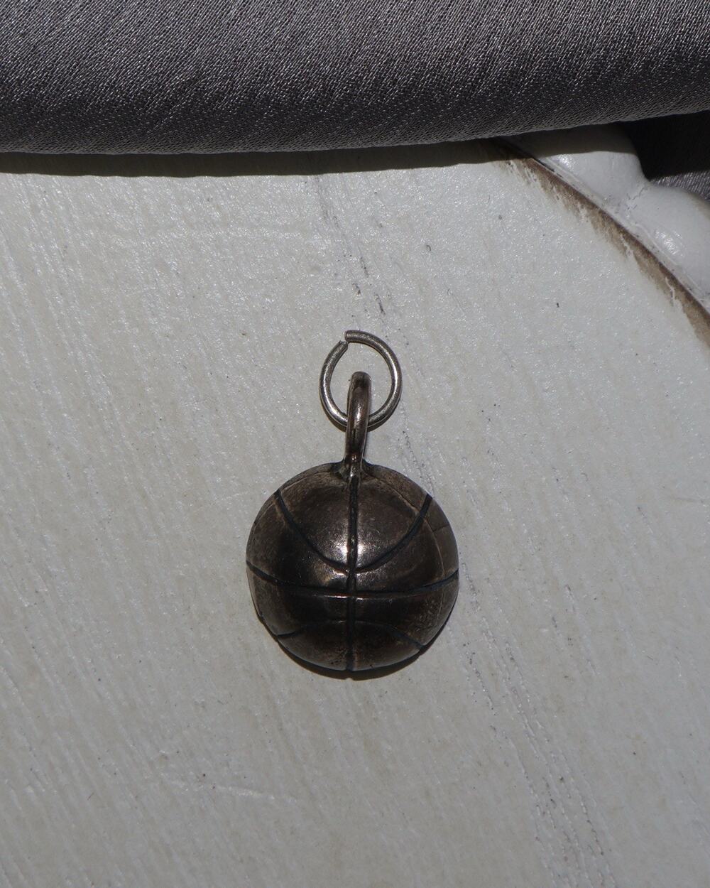 Vintage Basketball Sterling Silver Charm 2.2G / 0.8in